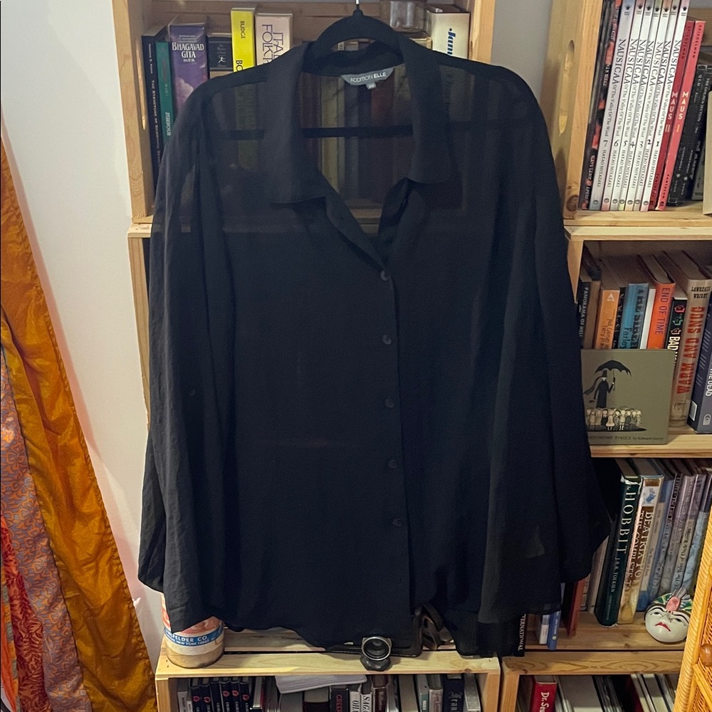 Addition Elle Black Sheer Blouse